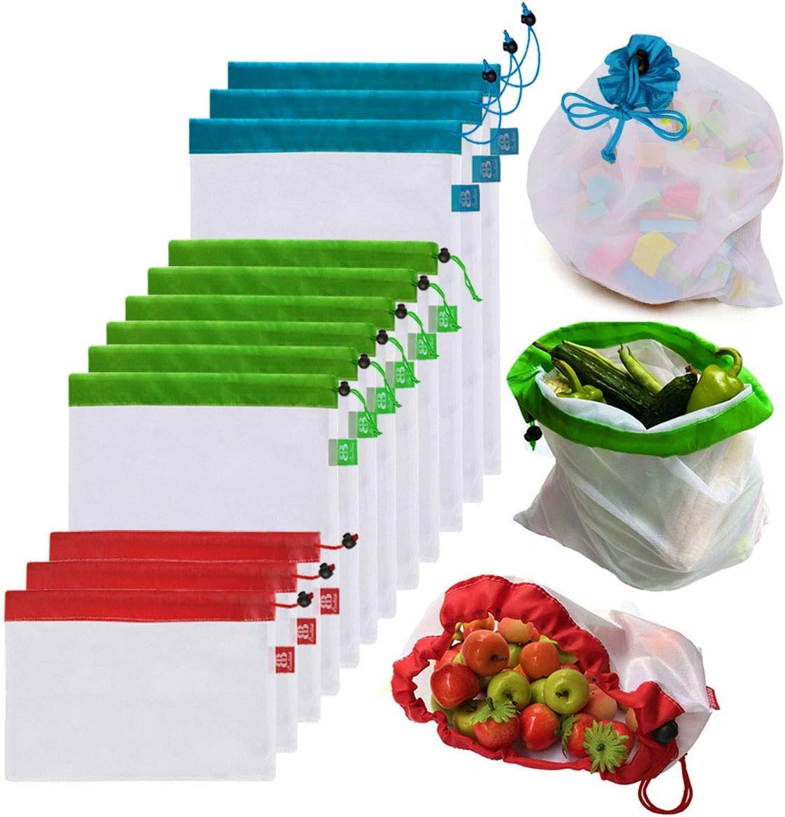 Awinker 12 Piezas Bolsas Compra Reutilizables Bolsa de Malla para Awinker 12 Piezas Bolsas Compra Reutilizables Bolsa de Malla para