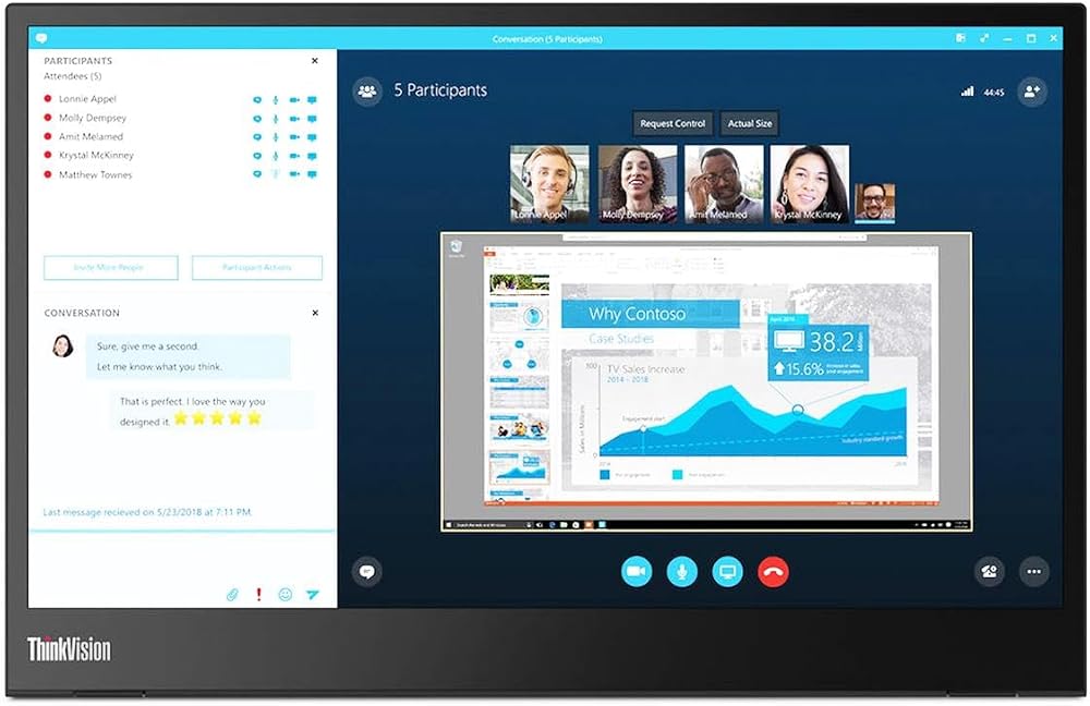 Lenovo ThinkVision M14 14" FHD IPS USB-C Mobile Monitor 1920x1080 6ms 300 Nit