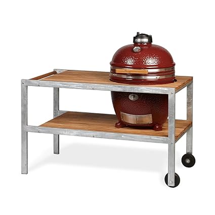 Barbecue A Carbonella Monolith Classic Rosso Compreso Tavolo