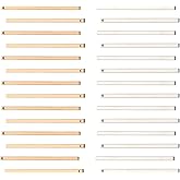 SUNNYCLUE 1 Box 60Pcs 2 Colors Vertical Stamping Blank Bar Charms Stainless Steel Metal Bar Charms Rectangle Tags for Jewelry Making Necklace Earrings, Gold & Sliver 40mm Long