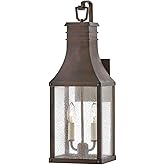 Hinkley Beacon Hill Large Wall Mount Outdoor Lantern, Aluminum, Clear Seedy Glass, Old World Charm, Blackened Copper Finish