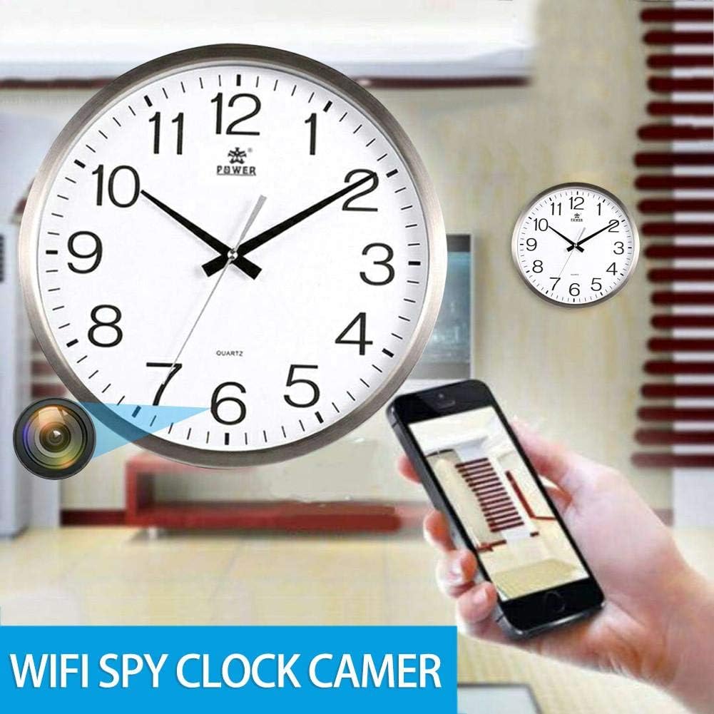 LLDHWX Wifi 1080P HD Spy Hidden Wall Clock Camera, Mini Spy Hidden Camera, DVR Motion Detection Nanny Record Cam Diameter 30cm