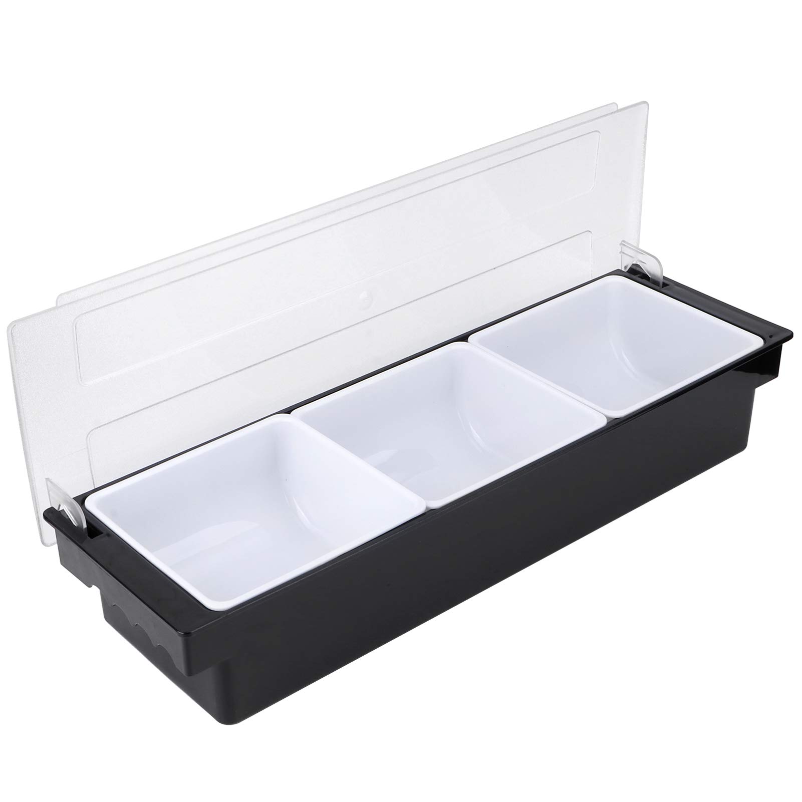 Cikonielf Seasoning Box with Lid, Seasoning Storage Container Bar Condiment Holder Fruit Case Dispenser Milk Tea Shop Accessory(Three Grids)