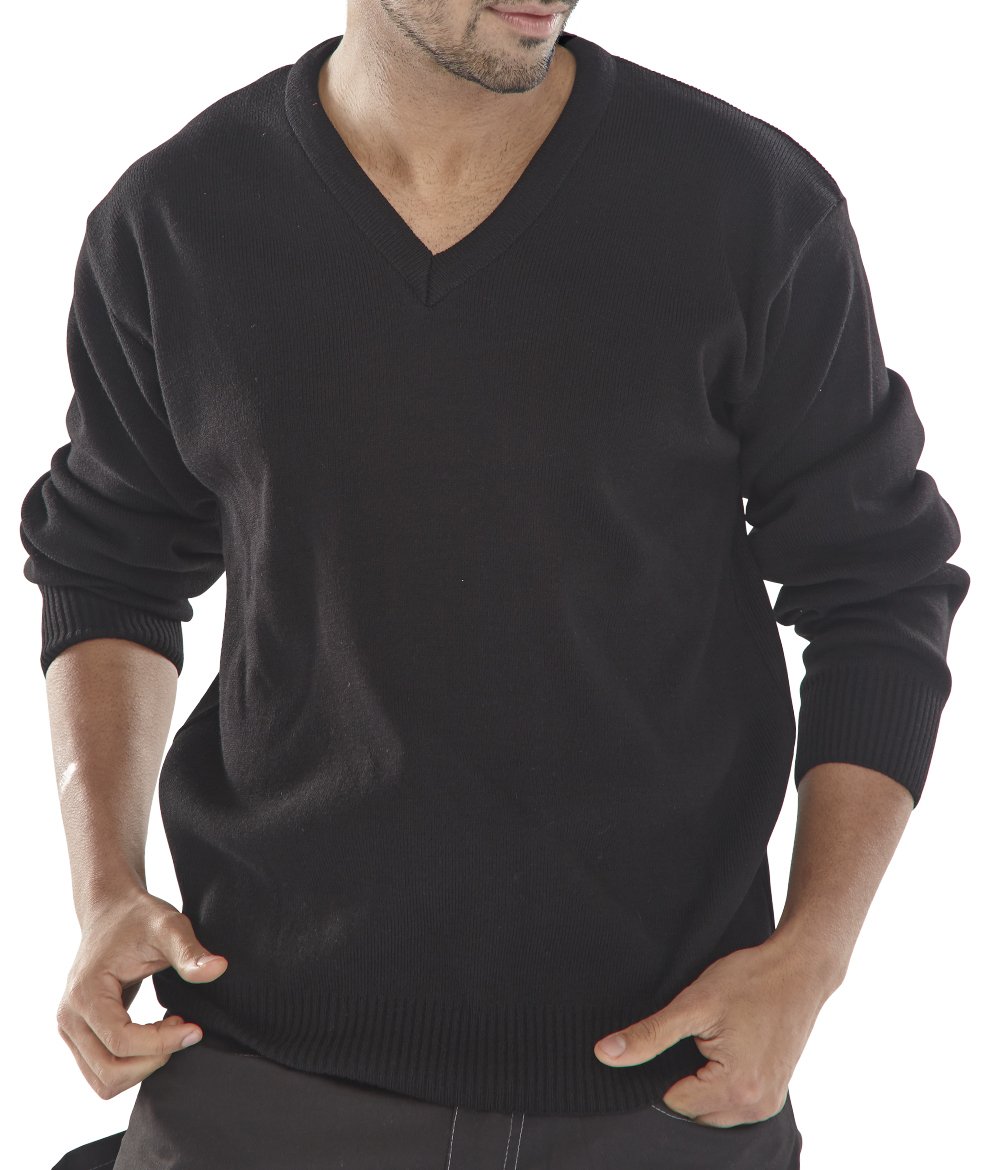 CLICK ACRYLIC V-NECK SWEATER BLACK M