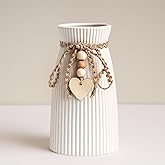 DomeStar White Ceramic Vase, Small Flower Vase for Pampas Grass, Home, Living Room, Dining Table, Farmhouse, Office Decor, Bedroom, Table, Kitchen Shelf, Minimalist Modern Home Decoration