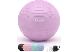Gruper Yoga Ball, Extra Thick Exercise Ball for Workout Pregnancy Stability - 4 Sizes Anti Burst Balance Ball for Yoga, Pilates, Fitness, Birthing, Physical Therapy - Includes Pump
