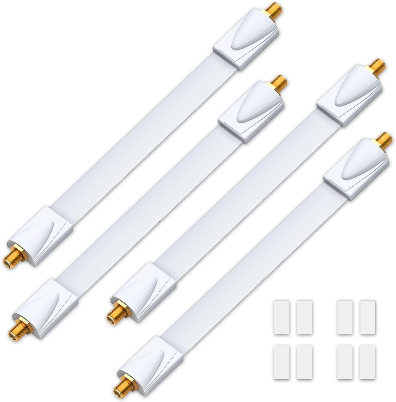 deleyCON 4x Window Feed-Through for SAT Cable 17cm Flexible Extremely Flat 26cm Length Shielded Adhesive Pads - Copper
