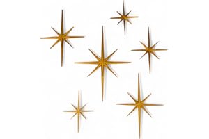RETRO LAYERS Elongated Mid Century Modern Starburst Wall Decor Set of 6 Indoor/Outdoor Atomic Art Retro Home Decor in Multiple Colors MCM Accent Stars (Gold)