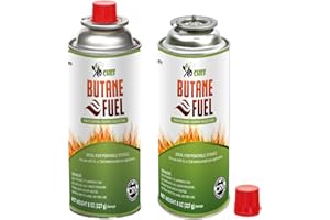 Jo Chef Butane Fuel Canister, 8 oz Butane Cylinder - Pure Refined Gas for Camping Stove or Creme Brulee Blow Torch, 2 Cans