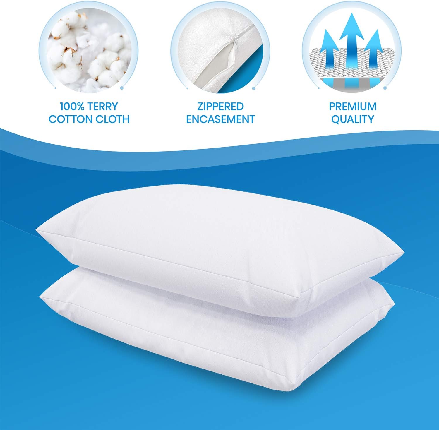 Everlasting Comfort Waterproof Pillow Protectors - Set of 2, Standard Size - Hypoallergenic Pillow Covers - Breathable Membrane: Home & Kitchen