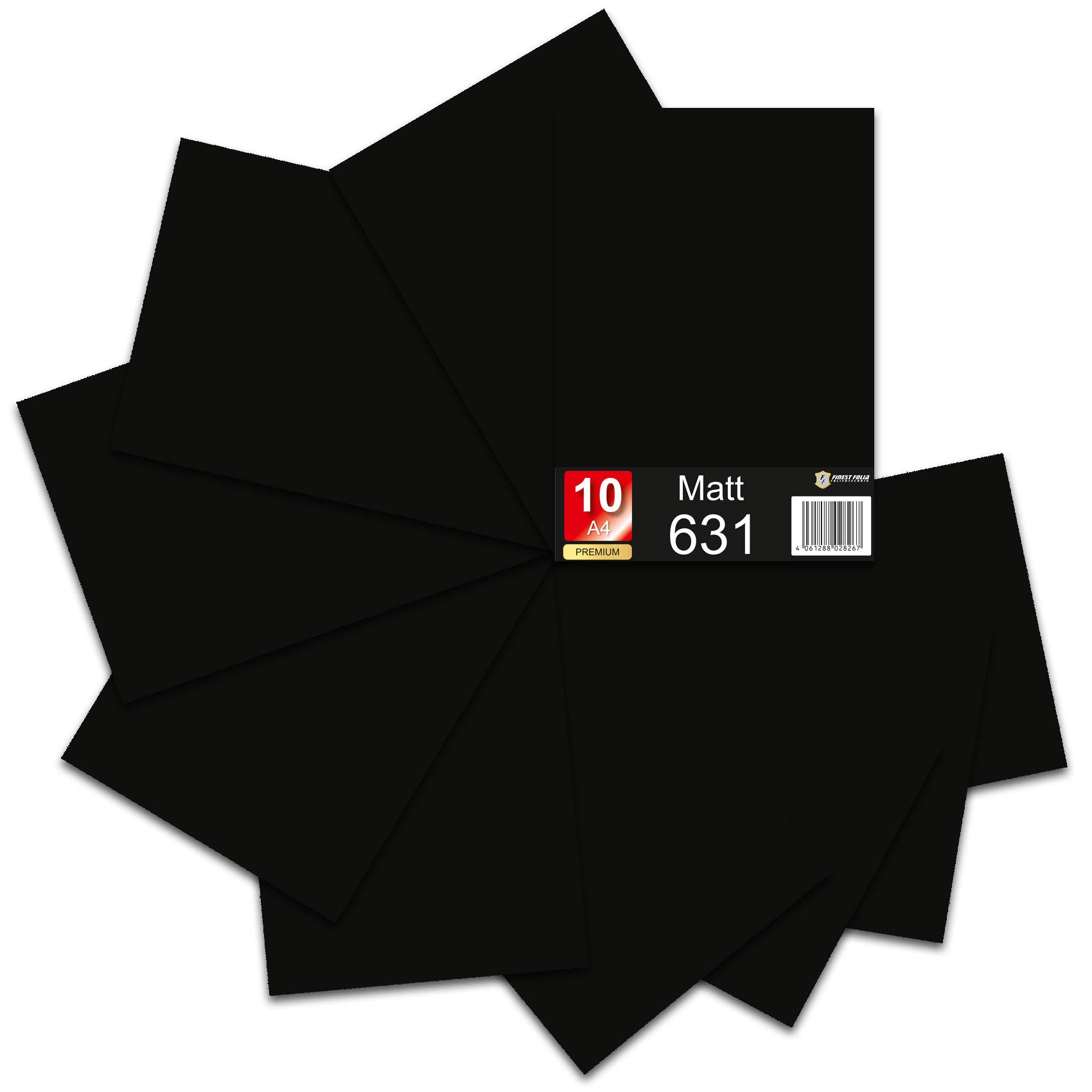 621/631 Plotter Film Vinyl Car Film DIN A4 Sheet 30 x 21 cm (070 Black, Set of 10, 631 Matte)