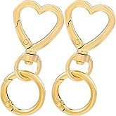 Winsyison 2pcs Double Opening Keychain Clips, Heart Spring Snap Hooks for Lanyards DIY Crafts, Zinc Alloy Swivel Keychain Clasp for Camping Hiking Travelling- Gold
