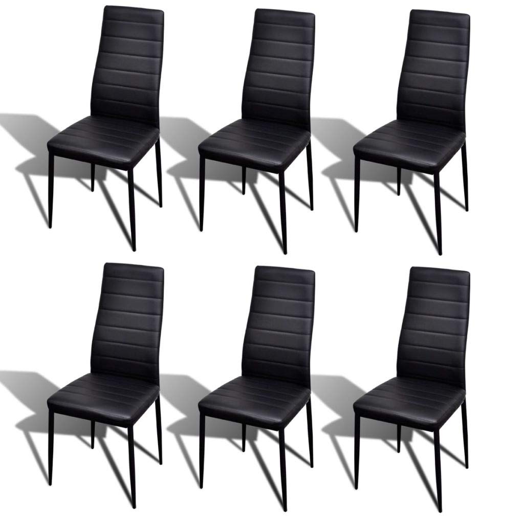 Vidaxl Chaise De Salle A Manger 6 Pcs Avec Ligne Fine Noir Amazon