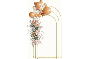 Aienvey Wedding Arch Set of 3, Gold Metal Arch Backdrop Stand, Balloon Arch Stand Wedding Arch Frame for Ceremony Decoration (Gold, 7.2FT, 6.6FT, 6FT Backdrop)