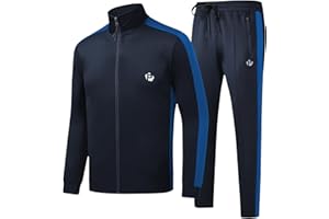 ANOTWENER Men's Track Suits 2 Piece Stand-up Collar Long Sleeve with Double Side Pockets Jacket and Sweatpants