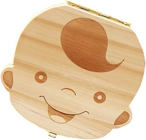 Wicemoon Caja de dientes de bebé de madera hecha a mano con ...