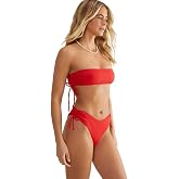 Nasty Gal Women's Ribbed Bandeau Ruched Bikini Set