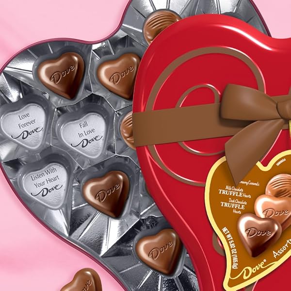 DOVE ASSORTED CHOCOLATE HEARTS & TRUFFLES, 5.82 OZ HEART TIN