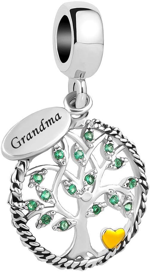 SexyMandalaGrandma Family Charm Tree of Life Charms Dangle Bead fit for Bracelets Pendant I Love Family Grandma