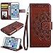 iPhone 5s / iPhone SE Folio Wallet Phone Case Cover, [Stand Video][Card Holder] 4.0inch iPhone5s Flip Leather Case 3D Flower Case for Apple iPhone 5 / iPhone 5s Case - Brown
