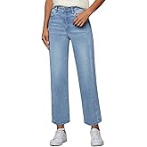 LOOKUB Womens Wide Leg Jeans High Waisted Stretchy Front Seams Ankle Length Straight Leg Jeans for Women