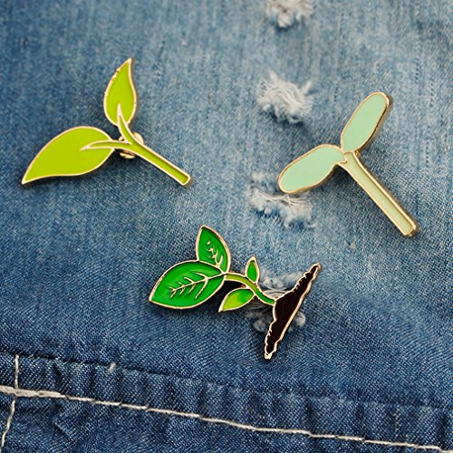 GUAngqi 3 Pcs/Set Leaves Plant Bean Sprouts Enamel Brooch Collar Pin Cartoon Brooch Pin Badges for Clothes Bags Backpacks - Thumbnail 3