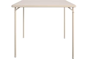COSCO 34" Square Vinyl Top Folding Card Table, Antique Linen