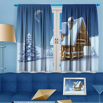 Muyindohome 2 Panel Set Digital Printed Window Curtains Winter Or