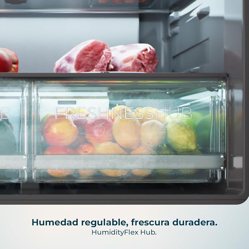 American Refrigerator 4 portas Bolero CoolMarket 4D 503 Black Glass D. 503 L, Altura 177,5 cm, Largura 85 cm, Total NoFrost, Motor Inversor, Multi AirFlow, Ecrã Tátil