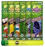 Bundle - 7 Items - Juicy Flavored Hemp Wraps Sampler (6 Flavors, 1 Pack of Each) with Rolling Paper Depot Doobtube