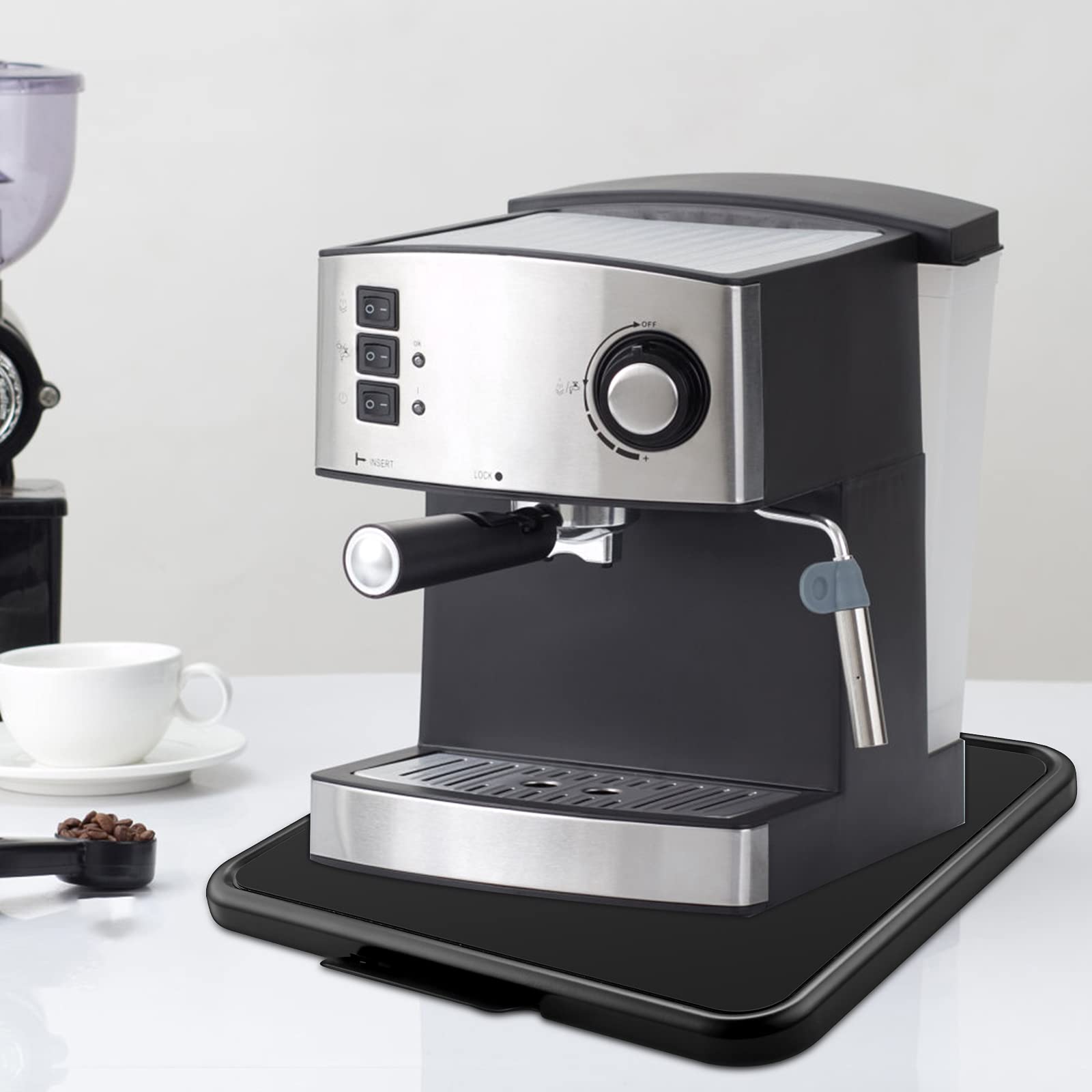 Kitchen Caddy Coffee Maker Sliding Tray, Premium Under Cabinet Appliance Coffee Maker Toaster Blender Air Fryer Stand Mixer (Alloy Steel, 13.8