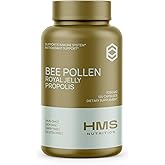 HMS Nutrition Bee Pollen 3,250 mg — 120 Vegetarian Capsules | Bee Pollen + Propolis & Royal Jelly Blend | High Potency Daily Immune & Wellness Support | Non‑GMO, No Fillers