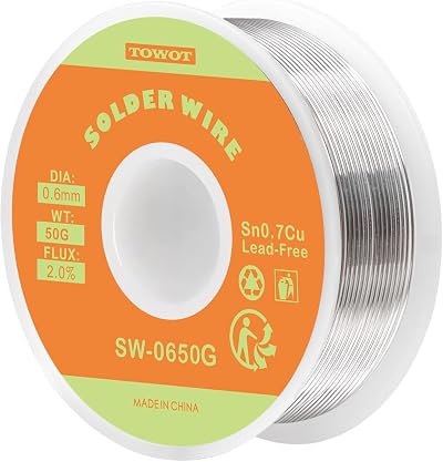 TOWOT Lead Free Rosin Core Solder Wire 0.6mm 50g Sn0.7Cu 2.0% Flux