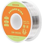 TOWOT Lead Free Rosin Core Solder Wire for Electrical Soldering, Content 2.0% Solder Flux Sn0.7Cu (0.6mm 50g)