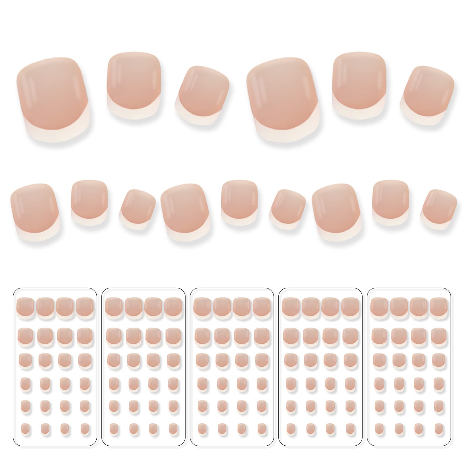 Photo 1 of 120pcs Child Fake Nails Nude French Natural White Tips Short Round Press On Nails Kid Cute Christmas Party Show 5 * 24pcs