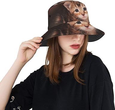 Sombrero para el Sol al Aire Libre Gato Lindo en Caja de cartón Verano Unisex Pesca