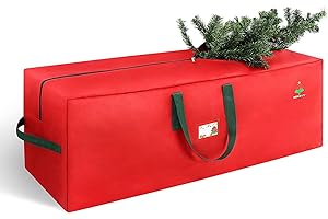 SEKKVY Christmas Tree Storage Bag, 7.5ft Artificial Christmas Tree Storage Box, Waterproof Xmas Tree Storage Tote, 600D Oxford Material with Durable Handles & Zipper, Protects from Moisture & Dust (Red)