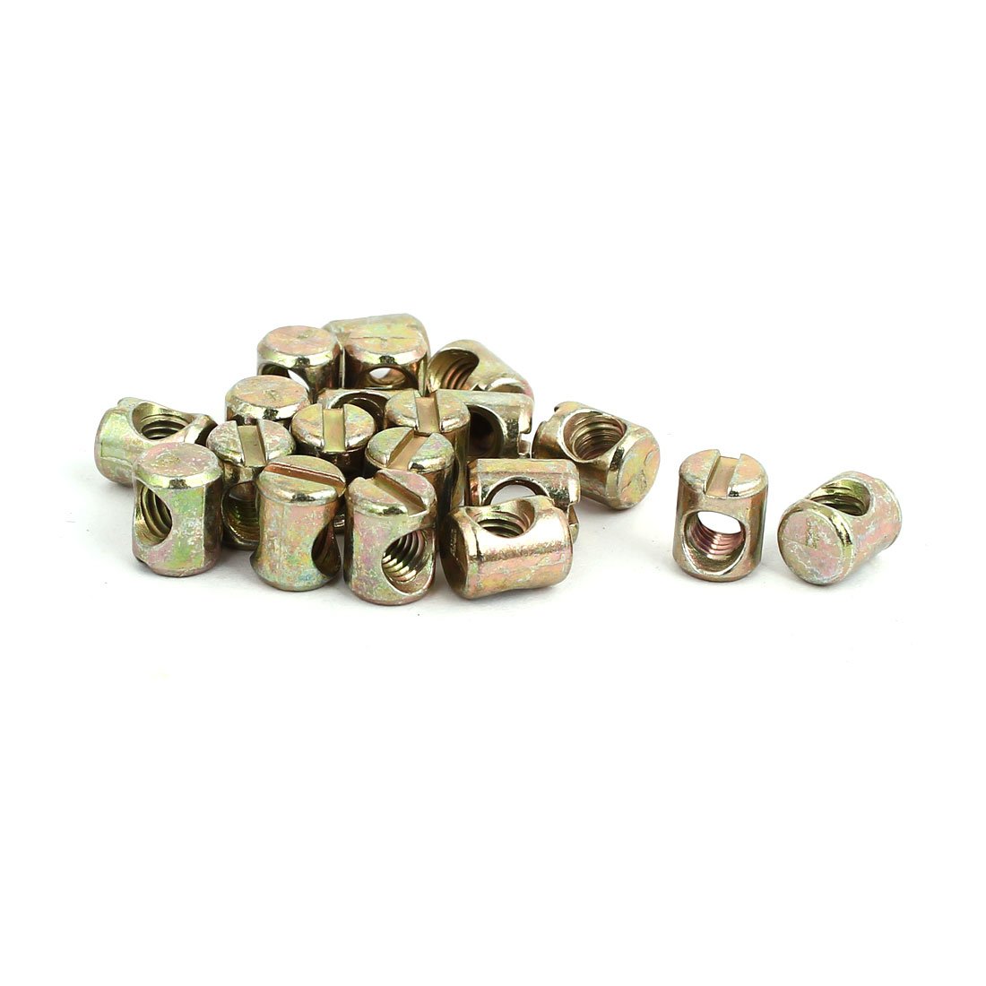 Sourcingmap M5x10mm Yellow Zinc Plated Slotted Barrel Nuts 20pcs