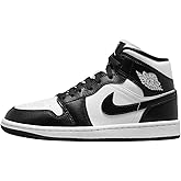Air Jordan 1 Mid WMNS Sneakers, White/Black/White, Size 6