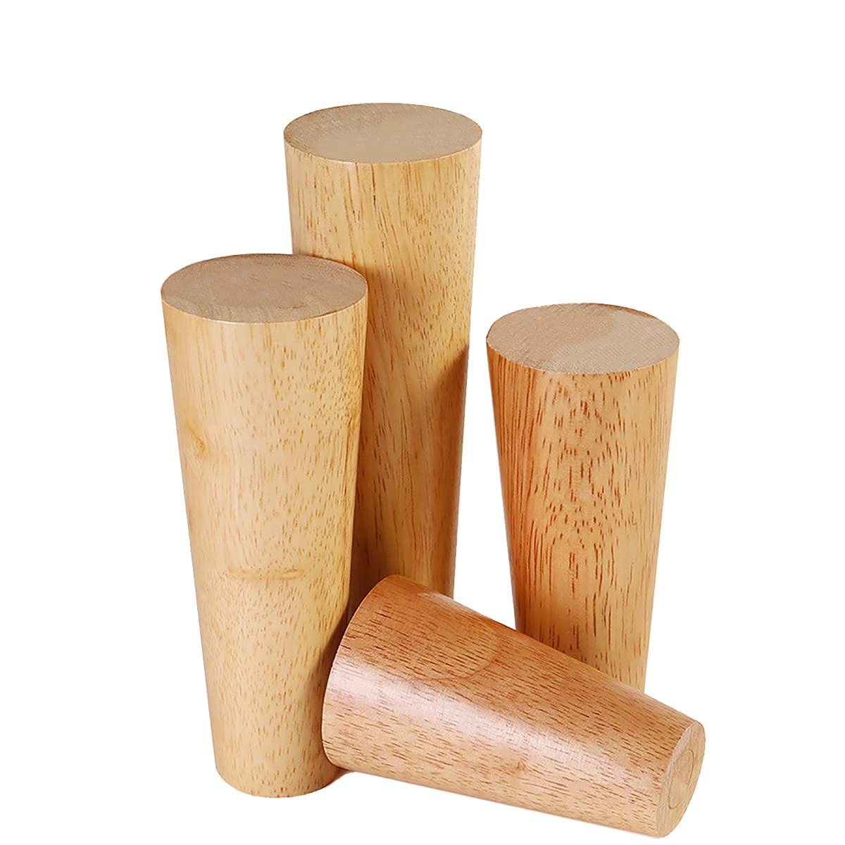 Qrity 4 PCS Wooden Furniture Legs, Straight Replacement Sofa Feet with Non-slip Mat, Screws & Mounting Plate, 15CM
