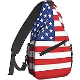 Famame American Flag Sling Backpack Chest Bag Crossbody Shoulder Bag Gym Cycling Travel Hiking Daypack For Men Women