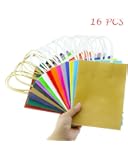 Fyess 16 PCS 11" Party Gift Bags Rainbow Assortment String Handles Birthday Favors, Birthday Party Crafts，Rainbow Birthday Party Supplies，Snacks, Decoration, Arts & Crafts, Event Supplies