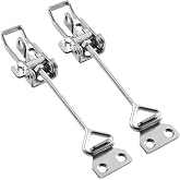 RiaYer Industrial Toggle Clamp Set, 304 SS Locking Hasp, 6.13-6.9" | 2-Pack, 1320Lbs Rated, Quick Release Latches, For Heavy Equipment