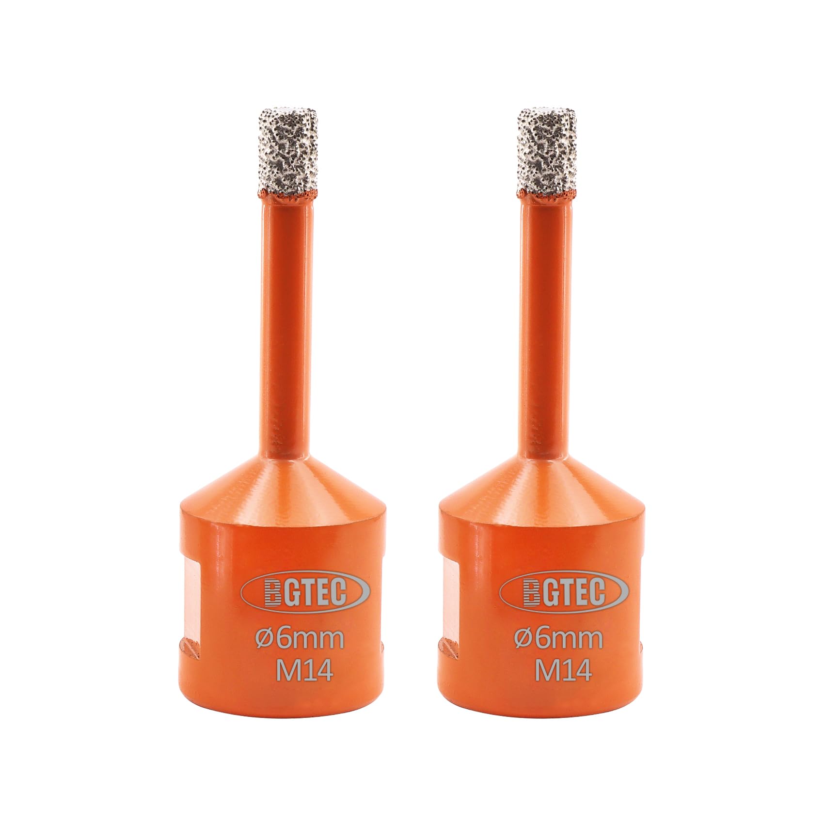 BGTEC Diamond Core Drill Bit 6mm - 2pcs M14 Diamond Hole Saw for Tile Porcelain Stoneware Ceramic Marble Granite Drilling,Suitable For Angle Grinders