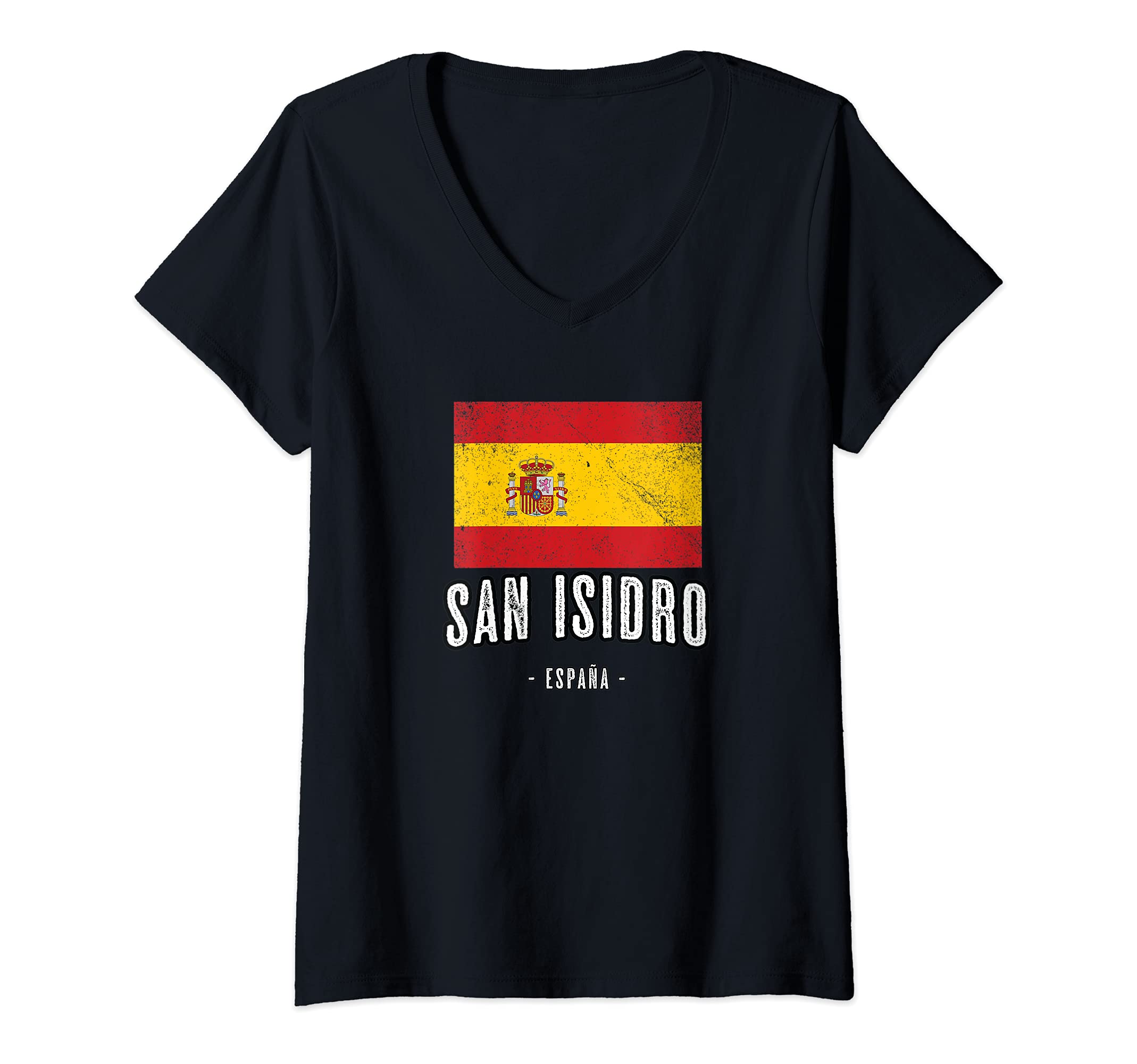 Womens San Isidro Spain | ES Flag, City - Bandera Ropa - V-Neck T-Shirt