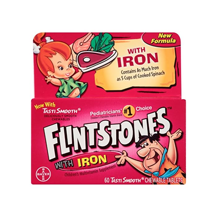 Flintstones Vitamins Chewable Multivitamins with Iron, 60 Count