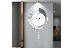 Wall Clock,Decorative Wall Clocks with Pendulum,Silent Quality Quartz Wall Clock Battery Operated,Large Wall Clock for Living