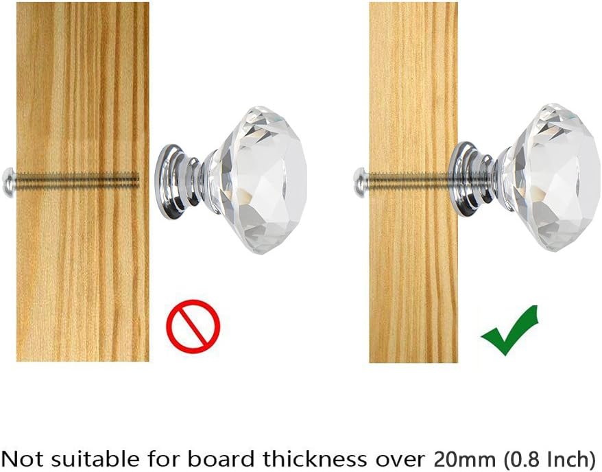 FOCCTS 12 PCS 30mm Crystal Door Knobs Glass Drawer Knobs Decorative Crystal Door Handles Diamond Pulls with Screws for Home Office Chest Cabinet Drawers - Image 4