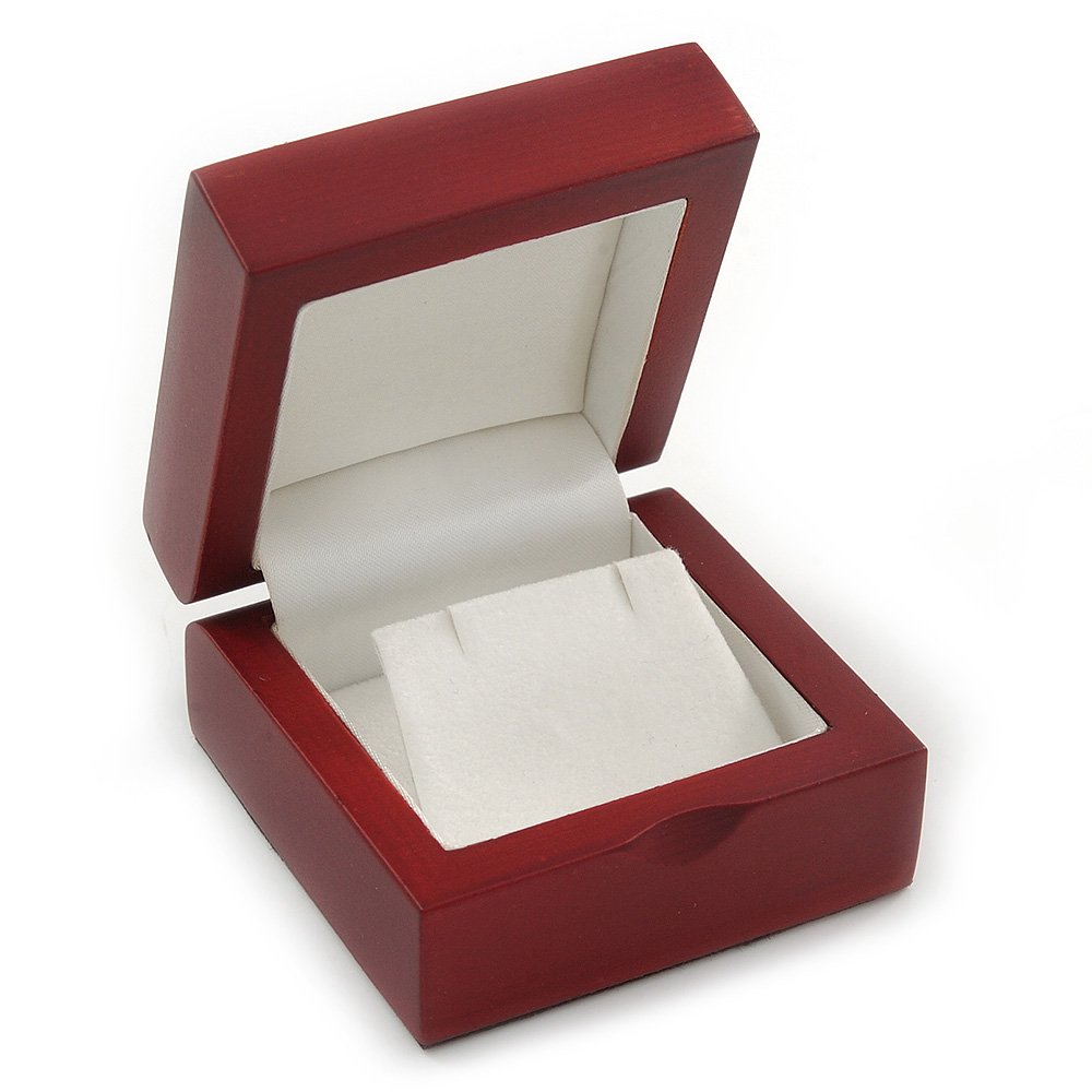 Avalaya Matte Brown Wooden Style Luxurious Earrings Box with Curvy Sides