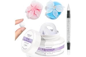 MIZHSE White 3D Gel Nail Art 30g Sculpting Gel Non-Sticky Molding Gels for Nails Solid U V LED Soak Off Gels Polish with Nail Art Pen Nail Design Home Manicure